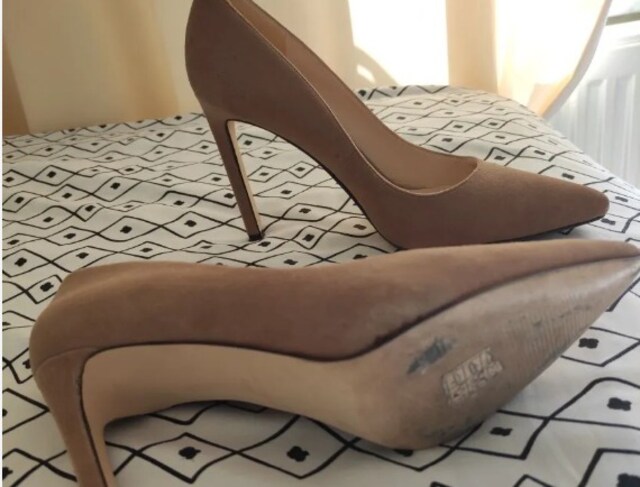 nine west kadın süet topuklu bej rengi ayakkabı - 38,5 numara