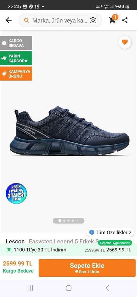 Lescon Easystep Legend 5 Lacivert Erkek Spor Ayakkabı