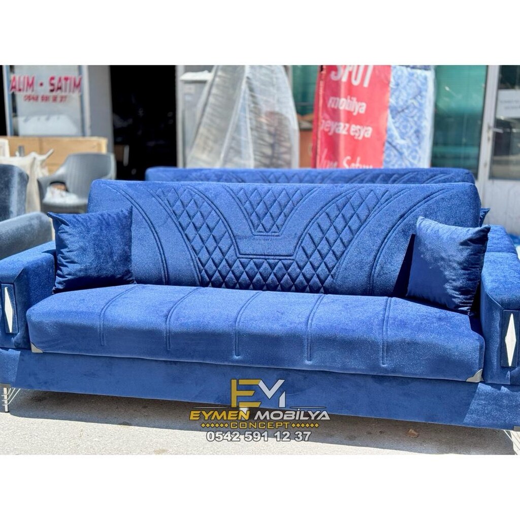 Sıfır Mavi Renk 2 Adet Lüx Kanepe - 4