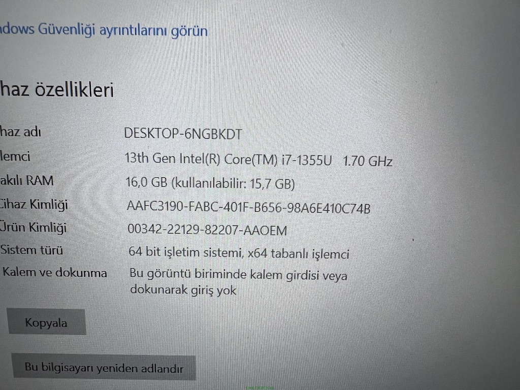 SAMSUNG GALAXY BOOK İ7 13. NESİL 16 GB RAM 512 M2SSD - 5