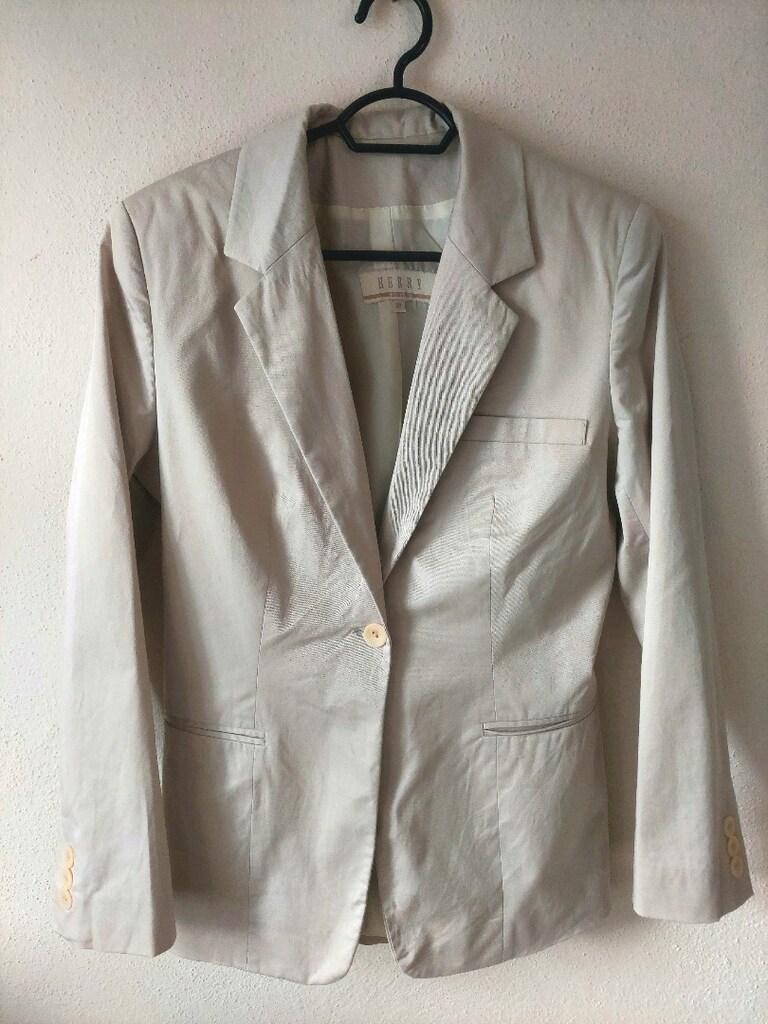 HERRY bayan Bej renk uzun blazer ceket - 4