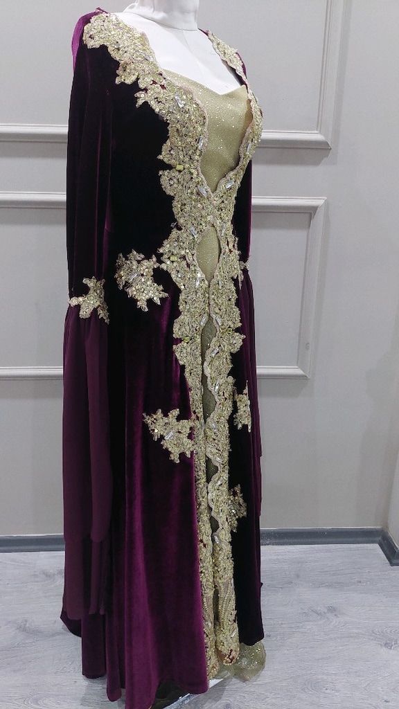 Patlıcan moru kadife bindallı - 6