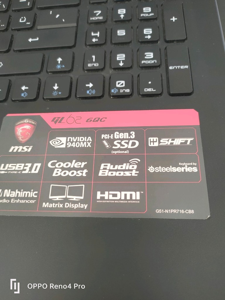 KUTULU MSI GL62 6QC i5 8GB 256SSD 940MX FHD TEMİZ - 4
