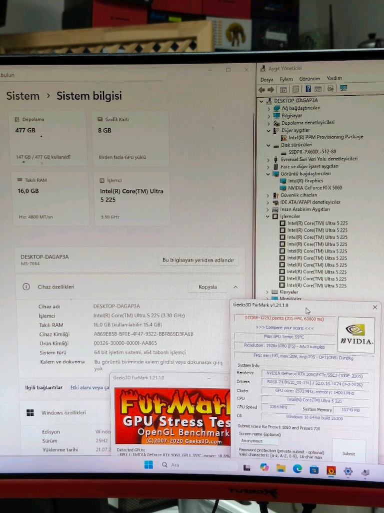 8GB RTX 5060 ULTRA 5 225F 16GB DDR5 RAM 1TB M2SSD 650W BEYAZ KASA - 7