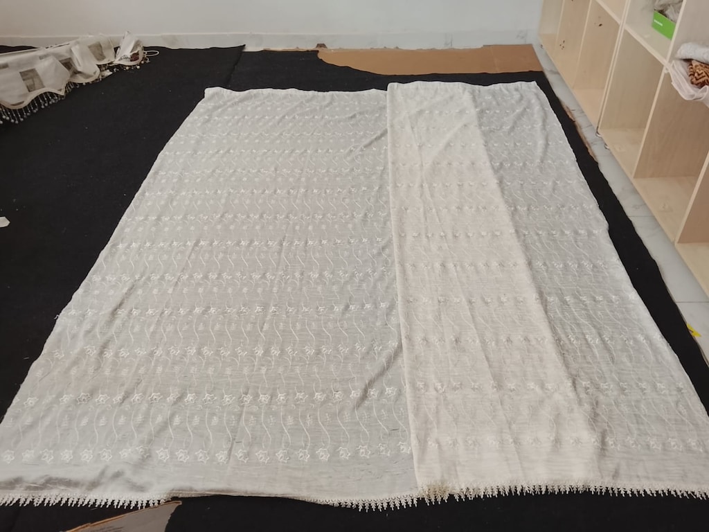 Çeyizlik Krem Yatak Odası Örtü Takımı Seti - Dantelli Fırfırlı - 4