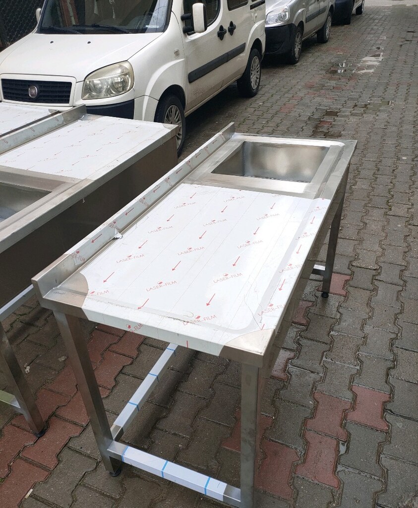 krom evye bulaşık yıkama lavabosu krom eviye tezgah hazır mutfak - 14
