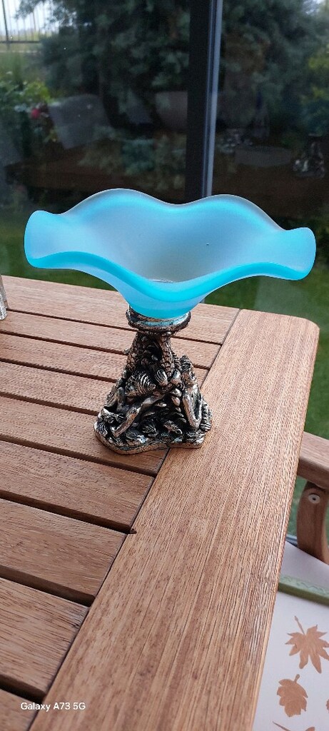 Murano Stil Vintage Opalin CamArt Glass Mermaid Ayaklı Dekoratif Bowl - 2