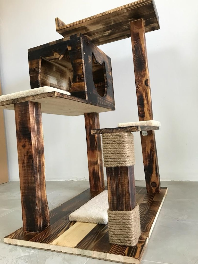 ahşap kedi evi - 2