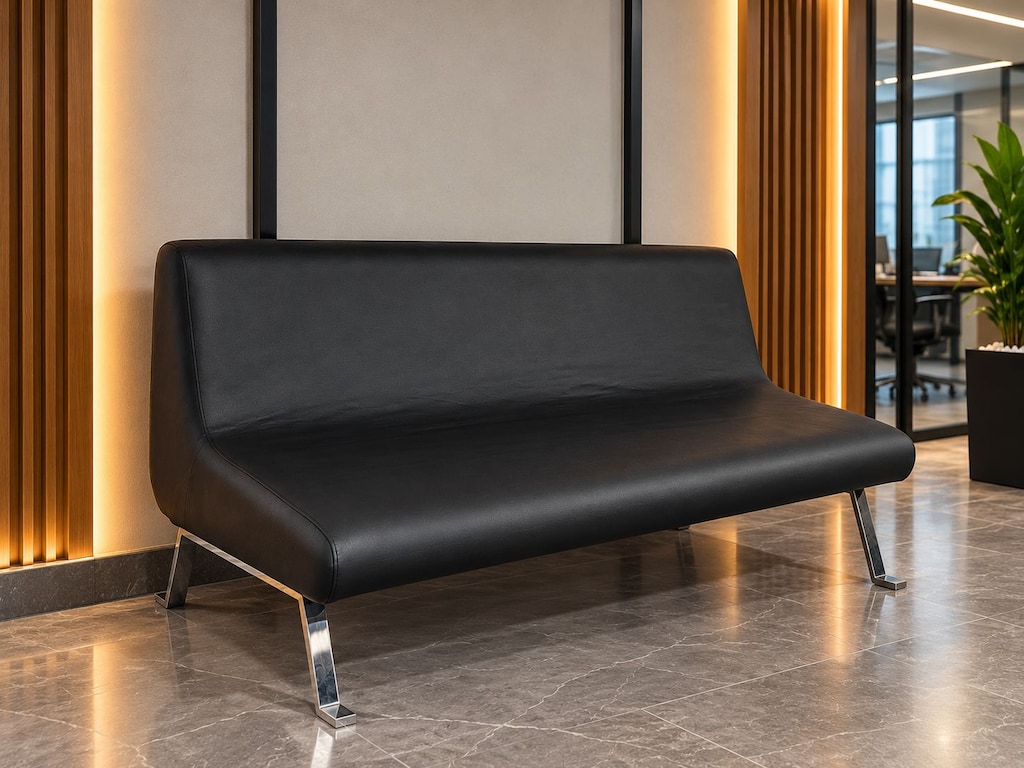KLAS OFİS ÜSKÜDAR 80x180 CM SİYAH BEKLEME KOLTUĞU İKİNCİ EL - 2