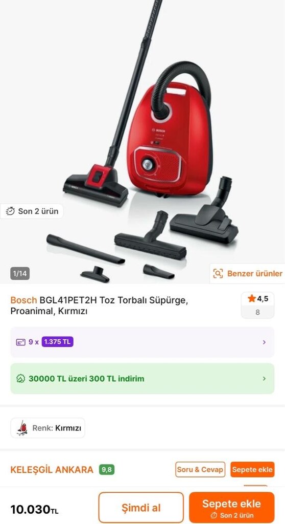 BOSCH 6. seri elektrikli süpürge - 5