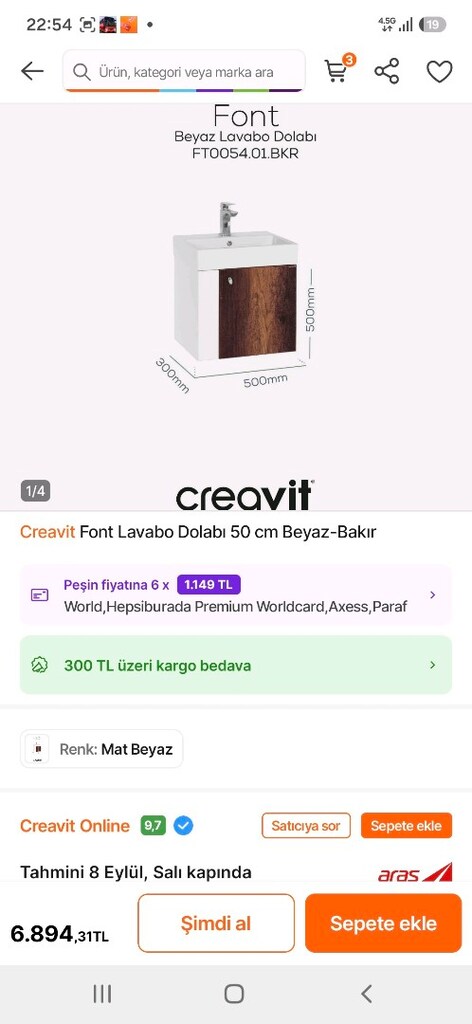 creavit marka banyo dolabı takım sıfır kutusunda - 2