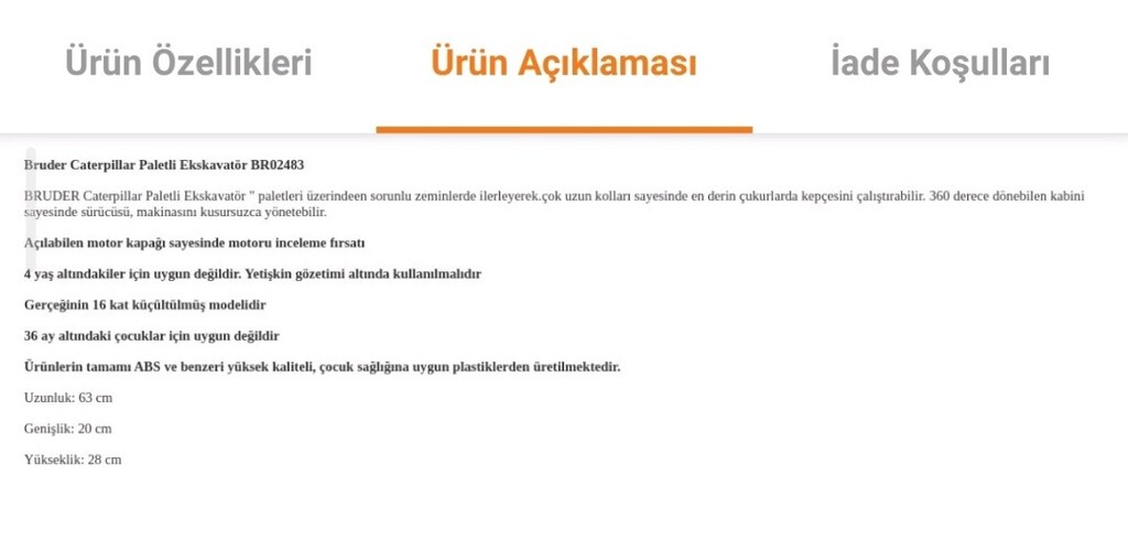 Bruder Caterpillar Paletli Ekskavatör Oyuncak - 9
