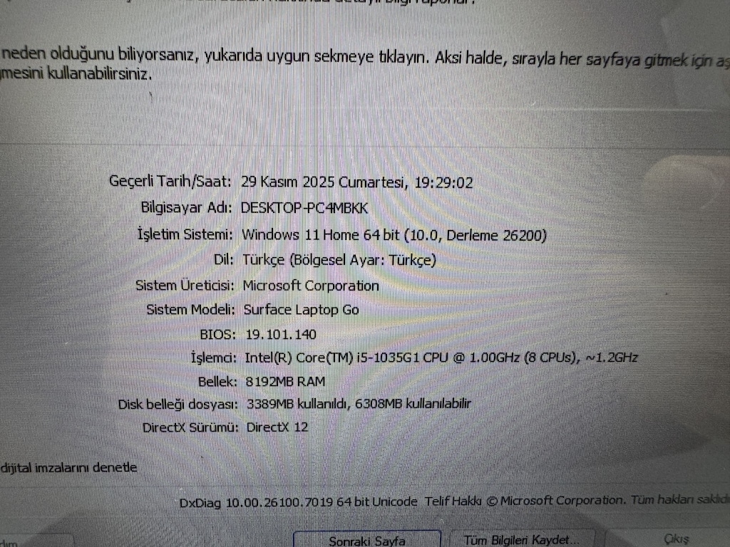 SURFACE İ5 10. NESİL 8 GB RAM 128 NVME DOKUNMATİK + KALEM - 8