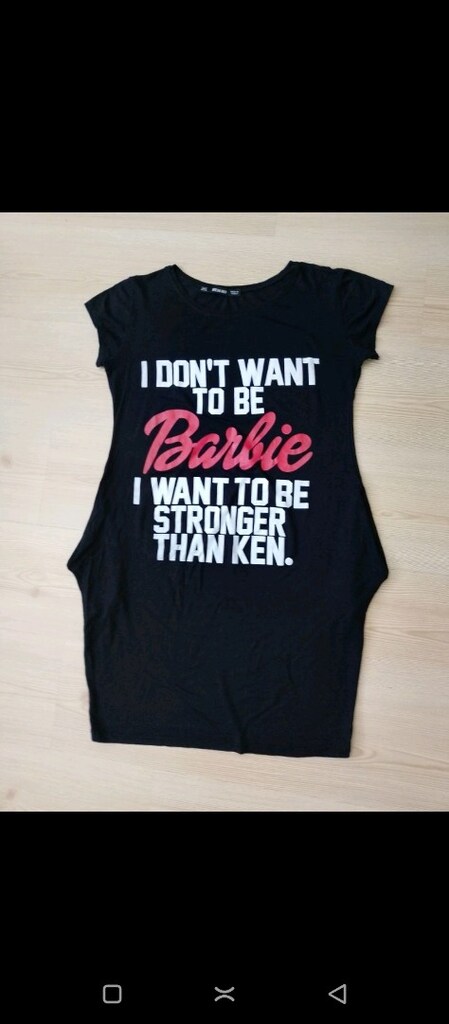 Siyah Barbie baskılı Elbise - 4