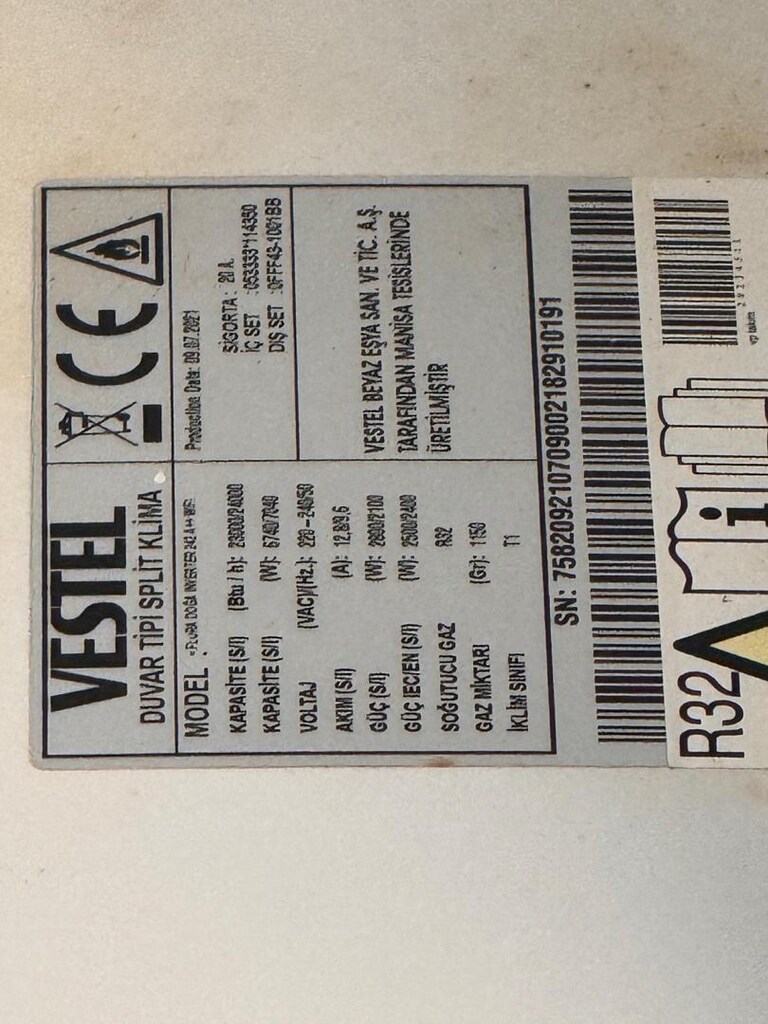 VESTEL FLORA DOĞA İNVERTER 246 A+++ WIFI 24 BTU KLİMA - 2
