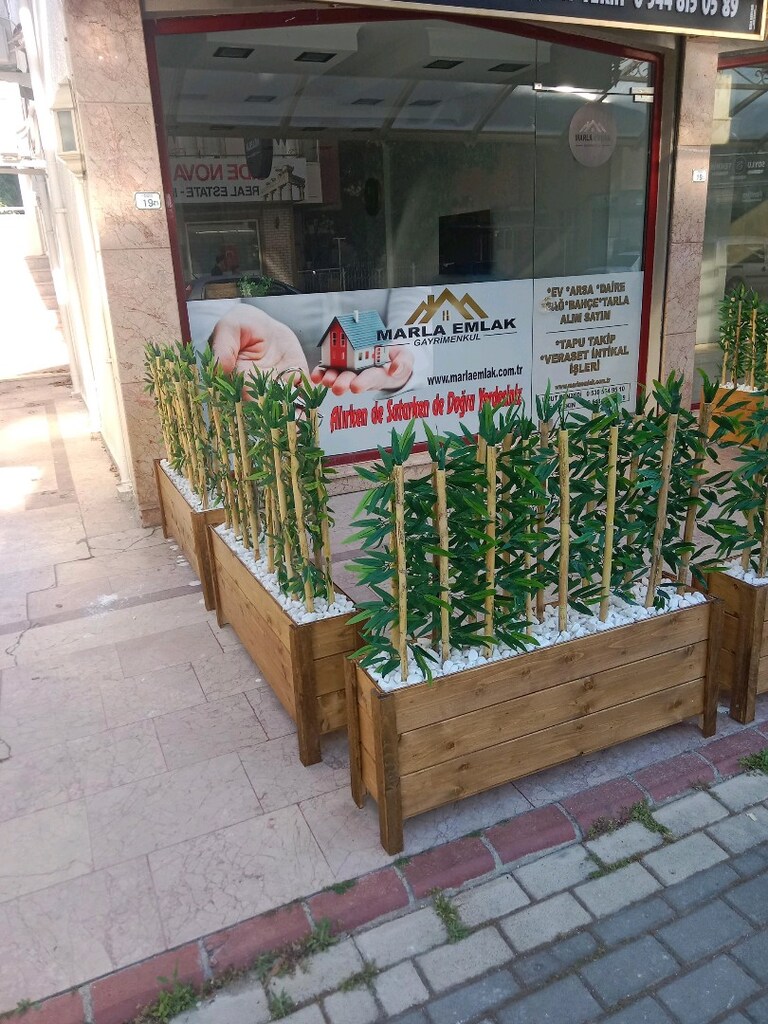 ahşap saksı bambulu komple set halinde - 2