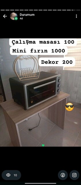 çalışma masası mini fırın ve dekor