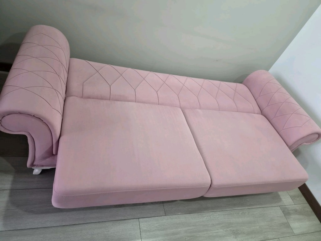 üçlü çekyat koltuk krem ve pembe - 5