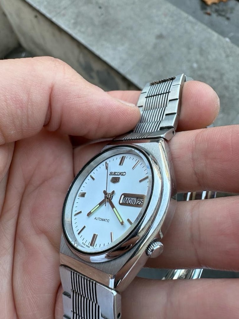 Seiko 5 Otomatik Saat 38mm Beyaz Kadranlı Temiz - 7