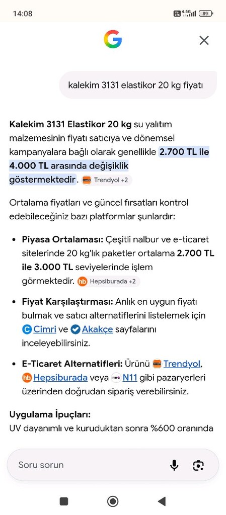 kalekim 3131 elastikor beyaz 20 kg - 3