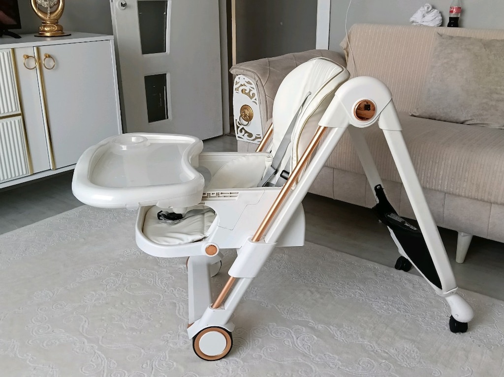 Playkids 3 Kademe Yükseklik Ayarlı Lüks Mama Sandalyesi (Rose GoldPlay - 5