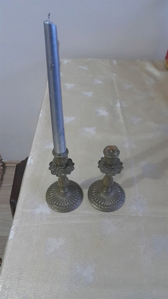 VİNTAGE BRONZ CİF ŞAMDAN. - 2