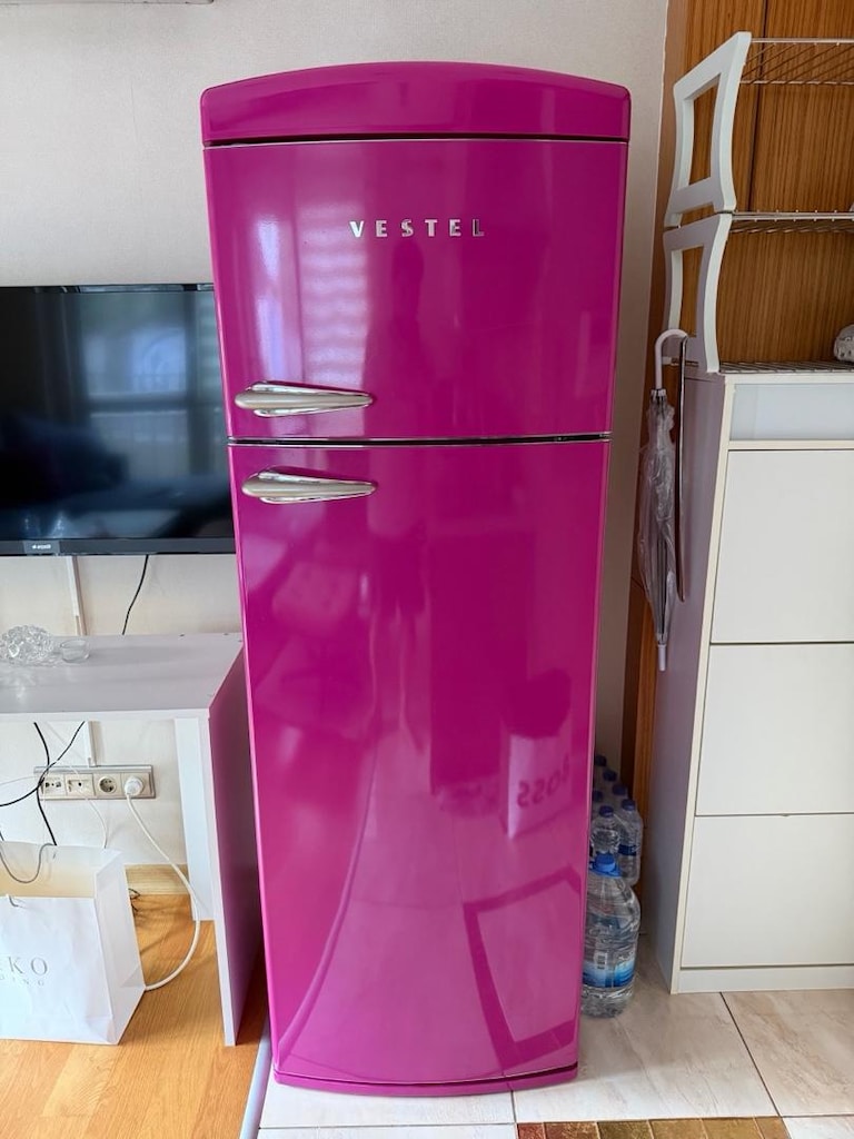 Vestel Retro Pembe 325 LT Buzdolabı - Çok Temiz - Kusursuz Çalışıyor - 2