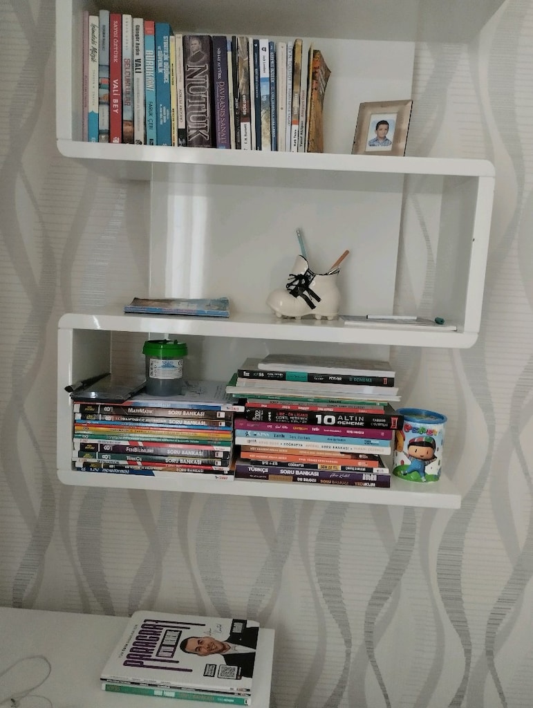 kitaplık markalı beyaz büyük en 70 cm boy 1 m - 3
