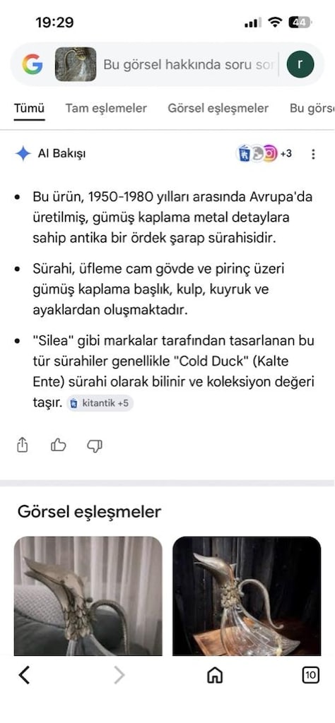 gümüş kaplama ördek şarap sürahisi - 6