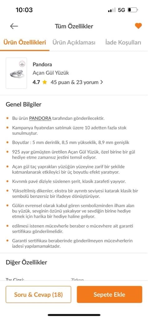 HARİKA PANDORA GÜMÜŞ YÜZÜK - 4