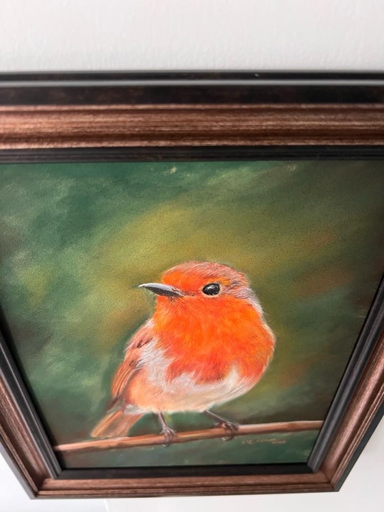 Orijinal Soft Pastel Kızılgerdan (Robin) Kuşu Tablosu 18x24 cm El Yapı - 5