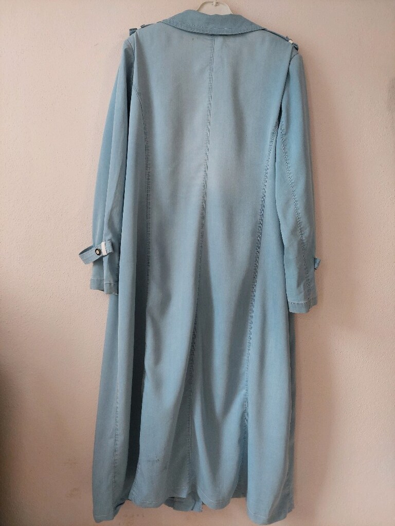 ZÜHRE apoletli denim model mavi pardesü - 4