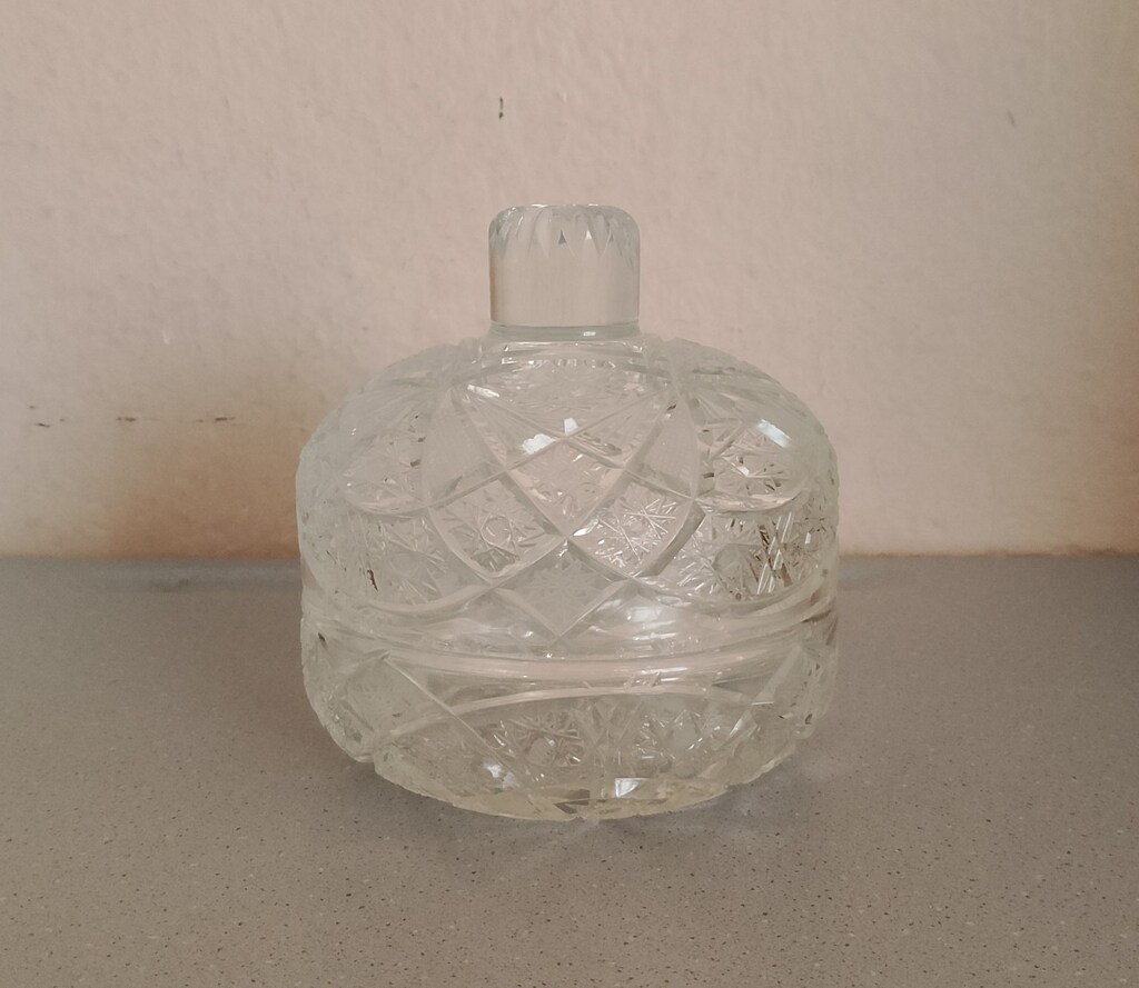 Antika Cam Kristal Kâse 50 Yıllık ve Kristal Şekerlik/Bonboniyer - 6