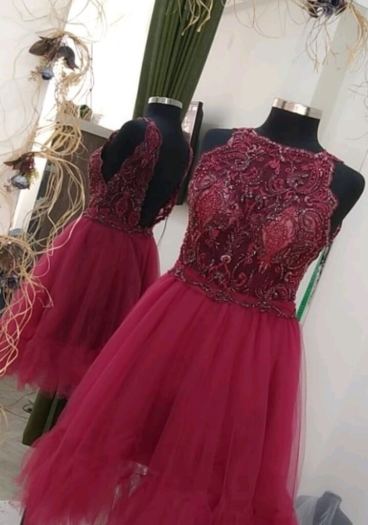 Bordo kına gece elbisesi