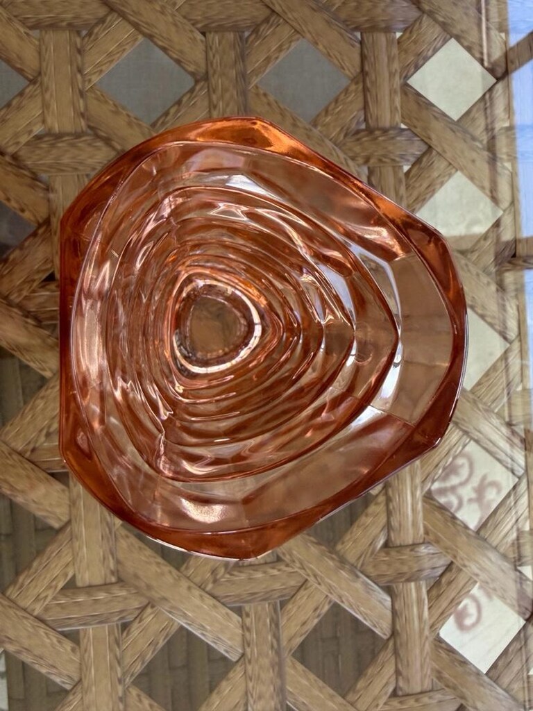 Vintage Luminarc Üçgen Pembe Vazo 17cm - 3