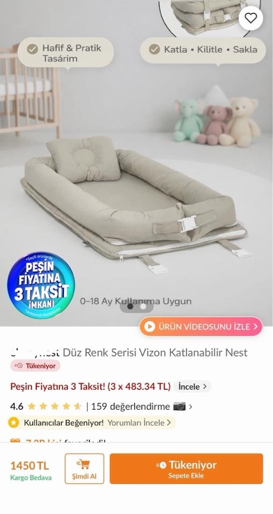 katlanabilir baby nest yatak - 3