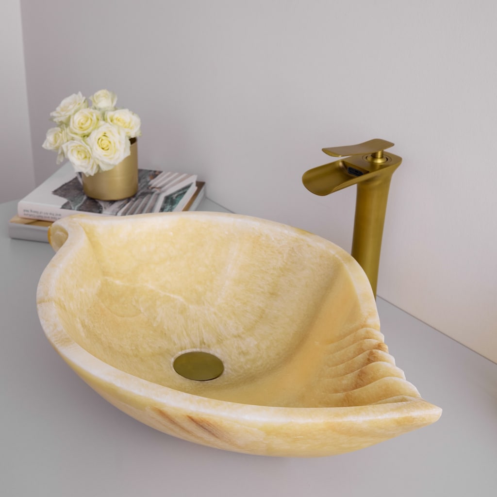 Bal Onyx Yaprak Desenli Lavabo - 4