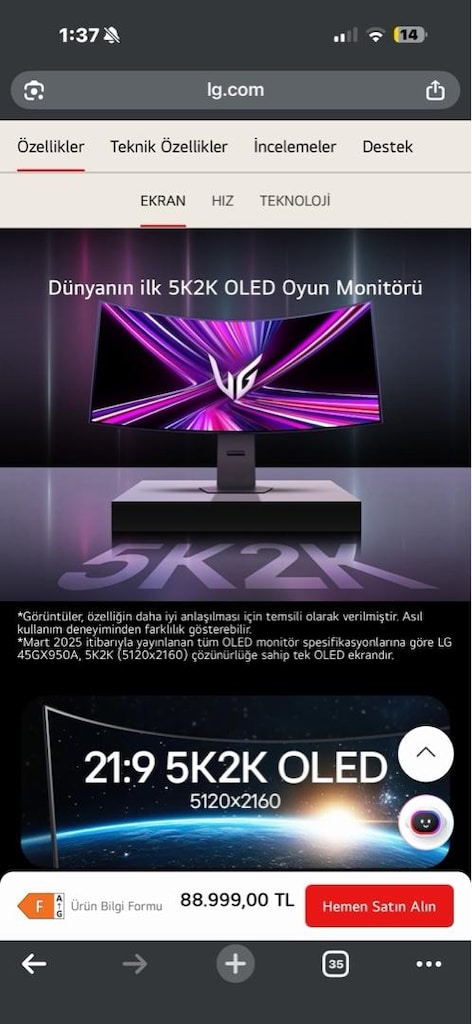 Sıfırdan Farksız | LG UltraGear 5K2K OLED 44.5" Oyuncu ve İş İstasyonu - 8
