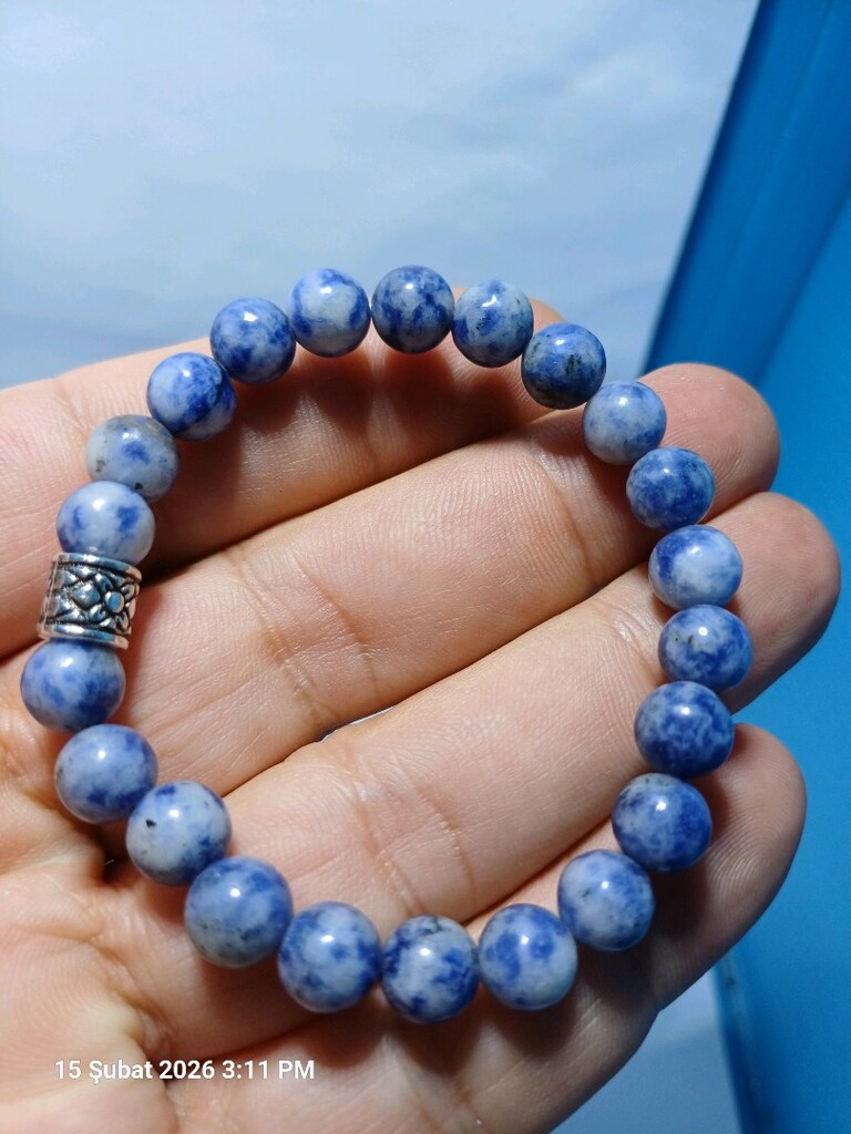 8mm ölçüsünde bay bayan sodalit doğaltaş bileklik - 4