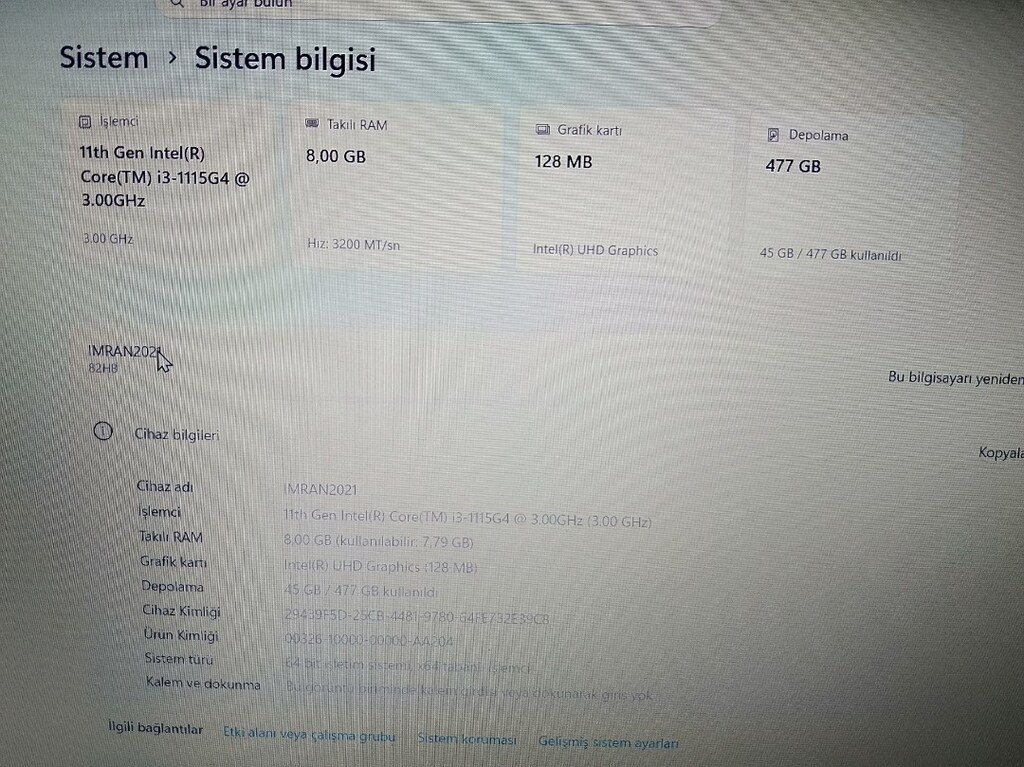 Lenovo İpad 3 - İ3 11 Nesil - 8GB Ram - 512 GB SSD Hafıza - 128 Grafik - 12