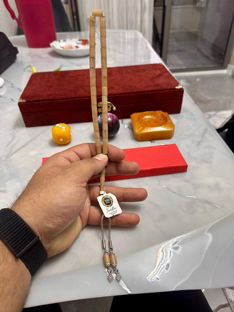 Özel Döküm Gümüş Kaplama Püsküllü Yoğun Hareli Sıkma Kehribar - 3