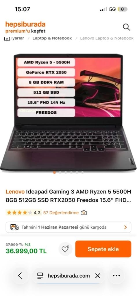 Lenovo Gaming laptop sadece 9 ay üniversitede kullandım - 2
