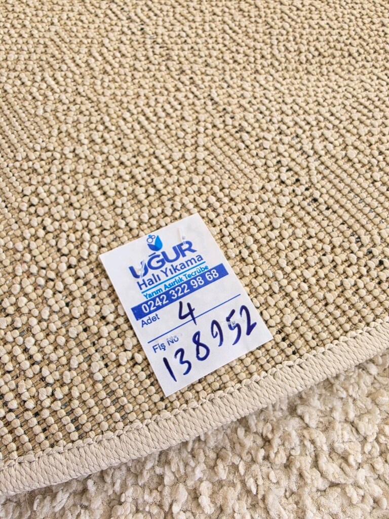 Ikea Stoense 130 cm yuvarlak bej halı kırık beyaz kilim - 6