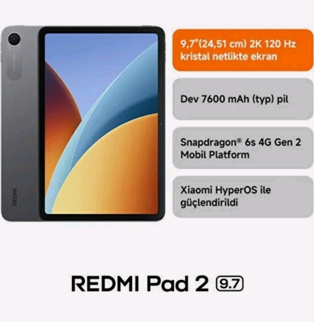 Redmi Pad 2 9.7 Kılıfı ile Birlikte 4gb +128GB Gri - 2
