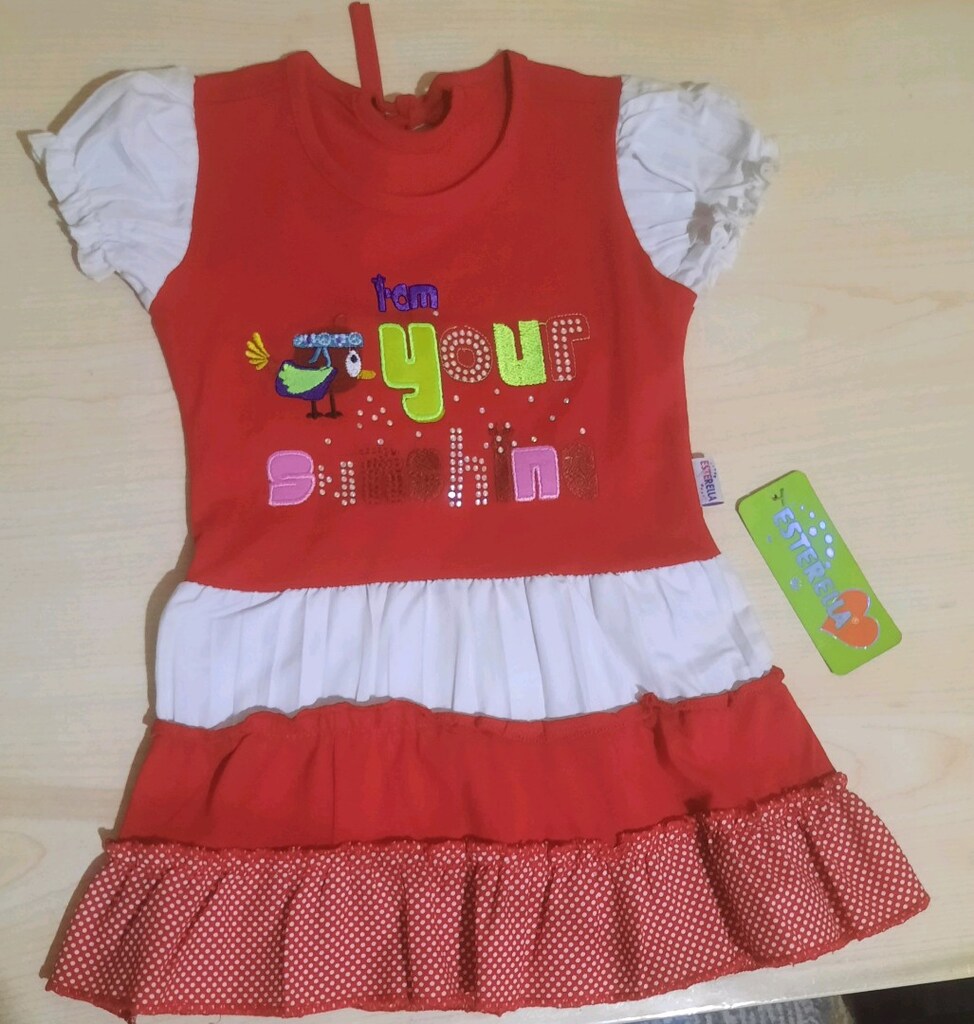 Esterella Kids Kırmızı-Beyaz Fırfırlı Elbise Etiketli (1-2 Yaş /92 cm)