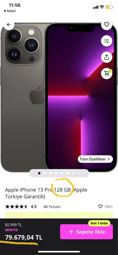 TR~ SIFIR~ DİSTRİBÜTÖR 24 AY GARANTİLİ~ İPHONE 13 PRO {256GB}~ MAVİ - 2