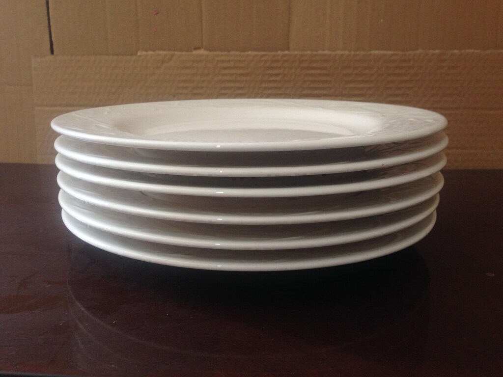 PORSELEN TABAK SETİ 6 ADET BEYAZ RENKLİ 26x26x2cm - 8