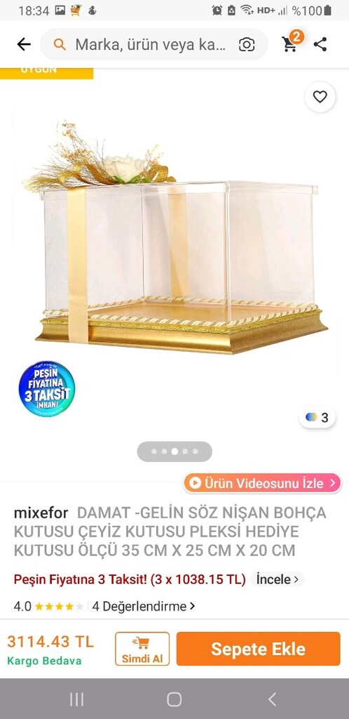 SÖZ NİŞAN BOHÇA KUTUSU -PLEKSİ KUTU - hediye kutusu 4 adettir - 6
