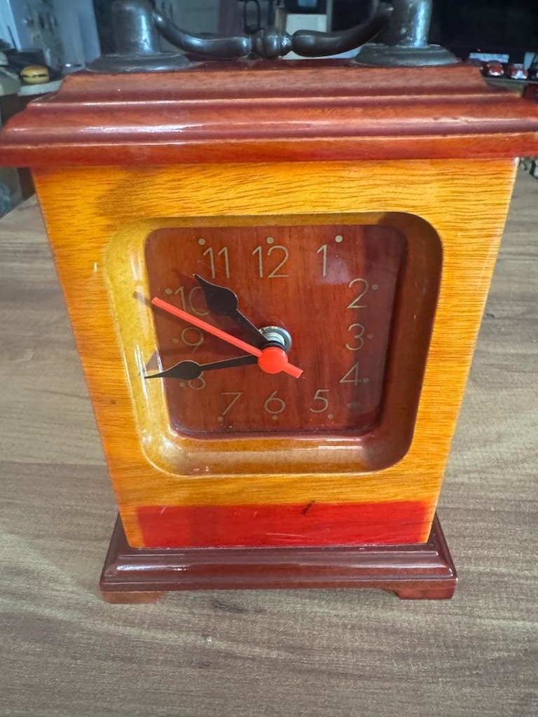 Vintage Ahşap Kuvars Dekoratif Masa Saati Çalışır durumda 18x13 cm - 4