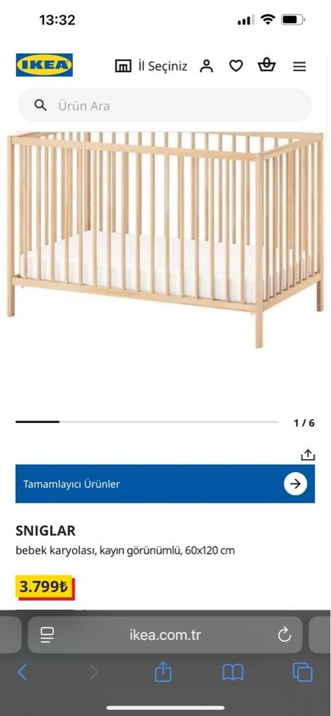 ikea sniglar 60x120 cm beşik ve yatağı - 5
